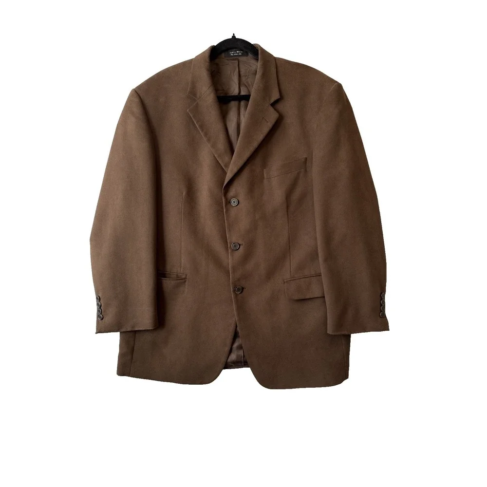 Gianfranco Ruffini Italy Faux Suede Brown 3 Button Blazer Jacket‎ Men's 44R